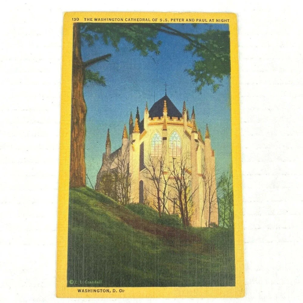 Vintage Washington‎ Cathedral Peter Paul Washington DC Postcard Curteich Posted